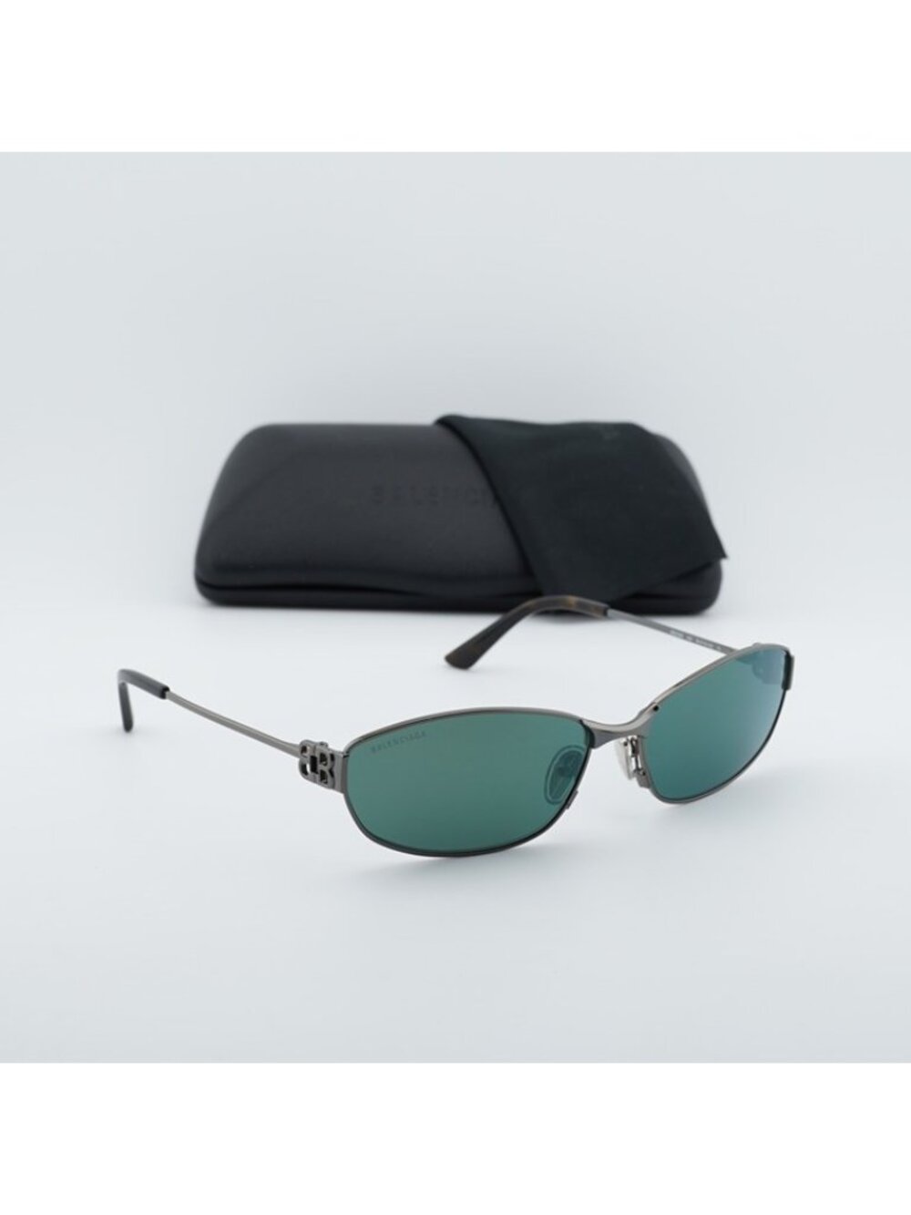 Balenciaga BB0336S 005 Unisex Sunglasses Grey Oval Frame, Green Lenses - Picture 11 of 11